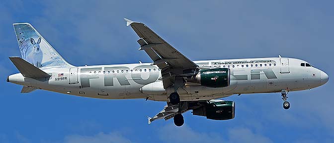 Frontier Airbus A320-214 N219FR Snowshoe Hare-Jack, Phoenix Sky Harbor, November 3, 2016